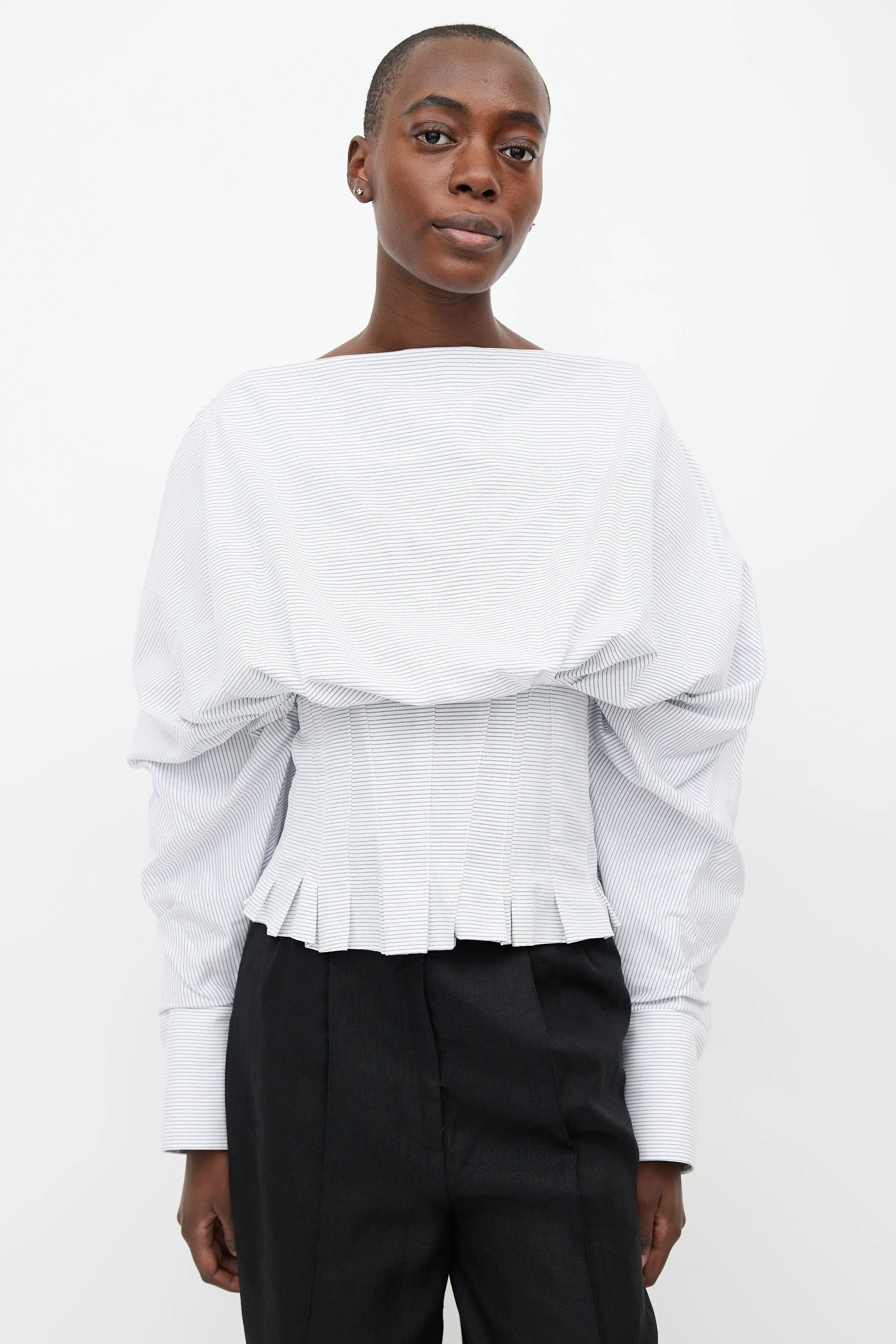 2017 Blue & White Striped Blouse