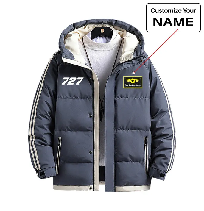 727 Flat Text Designed Thick Fashion Jackets
