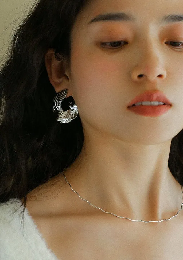 Abstract Wave Texture Statement Earrings