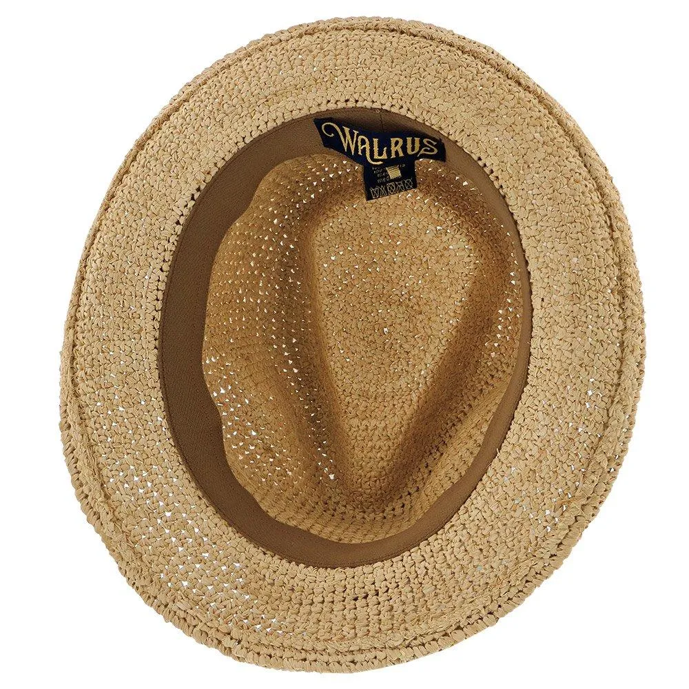 Cast Away - Walrus Hats Crocheted Raffia Straw Fedora Hat w/ Band