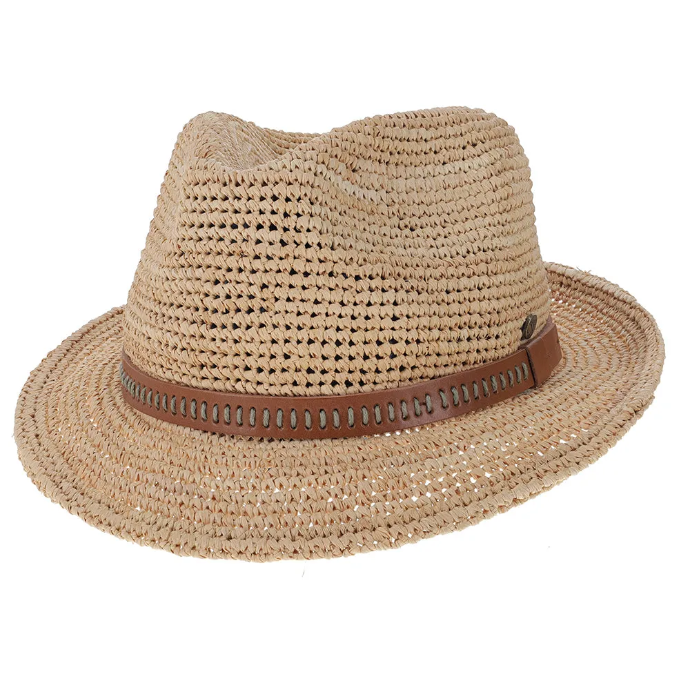 Cast Away - Walrus Hats Crocheted Raffia Straw Fedora Hat w/ Band