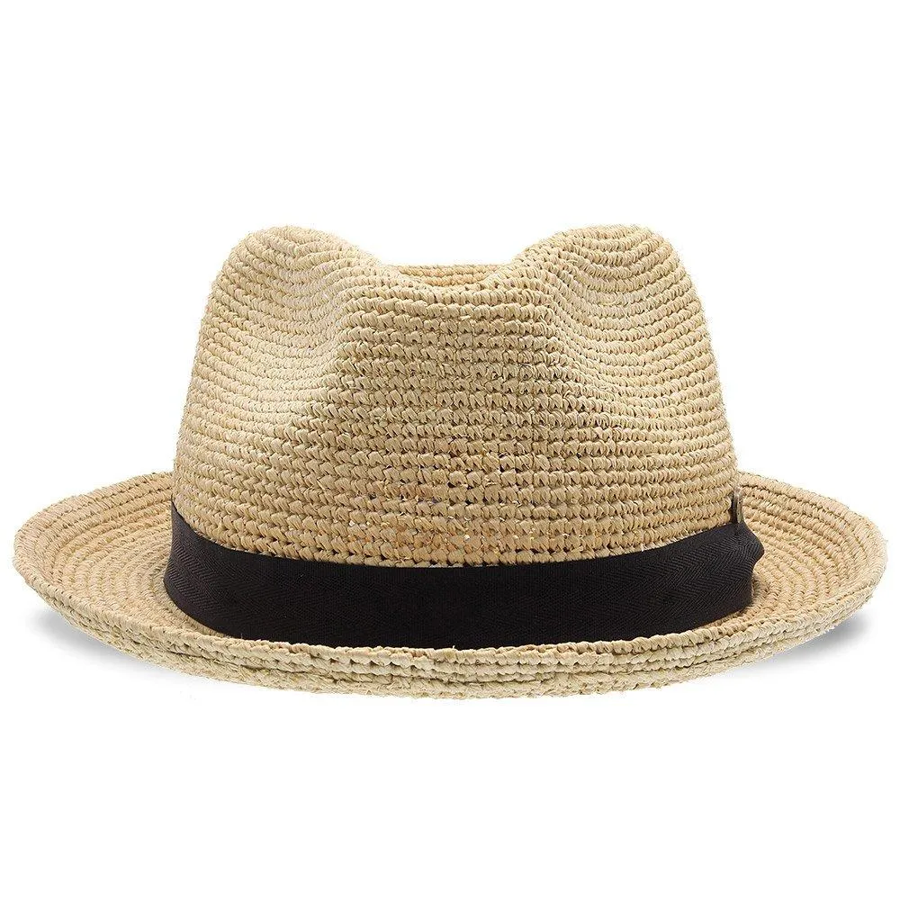 Cast Away - Walrus Hats Crocheted Raffia Straw Fedora Hat w/ Band