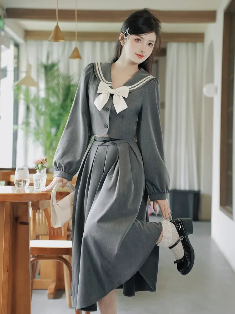 College Skirt Top Retro   Flared Ribbon