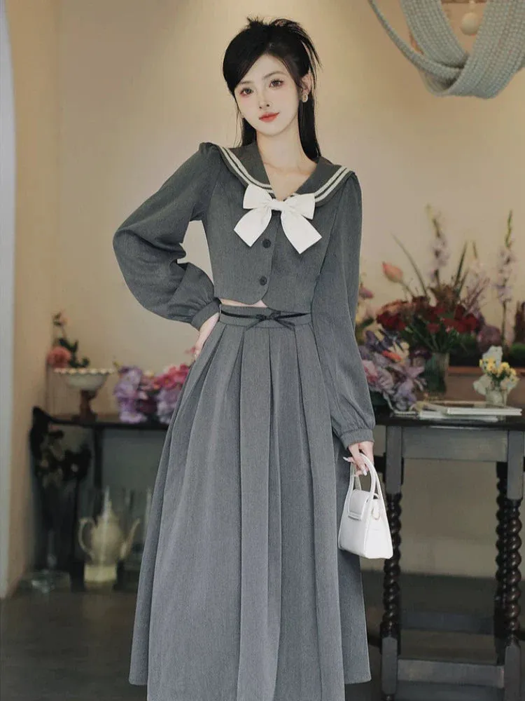 College Skirt Top Retro   Flared Ribbon