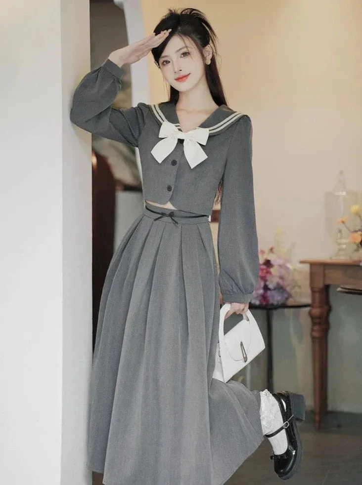 College Skirt Top Retro   Flared Ribbon