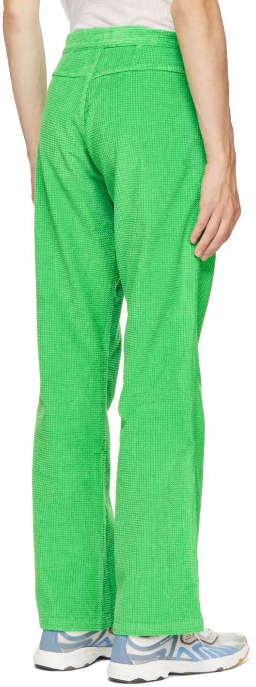 ERL Green Waffle Corduroy Trousers