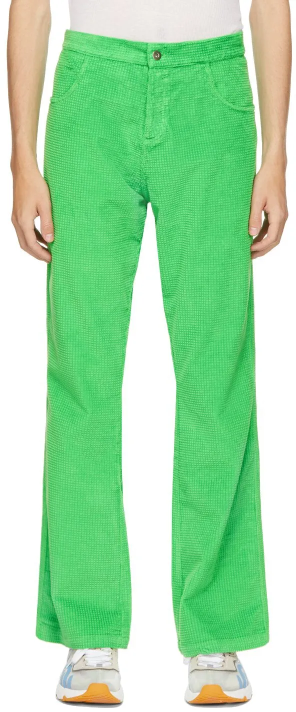ERL Green Waffle Corduroy Trousers