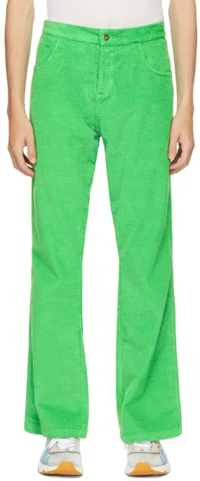 ERL Green Waffle Corduroy Trousers