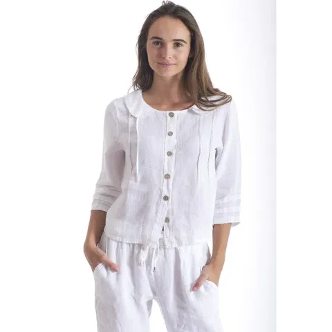 Italian Linen Button Up Jacket White