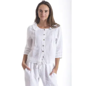 Italian Linen Button Up Jacket White