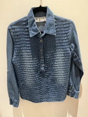 (M) LS Denim Shirt w/Ruffles