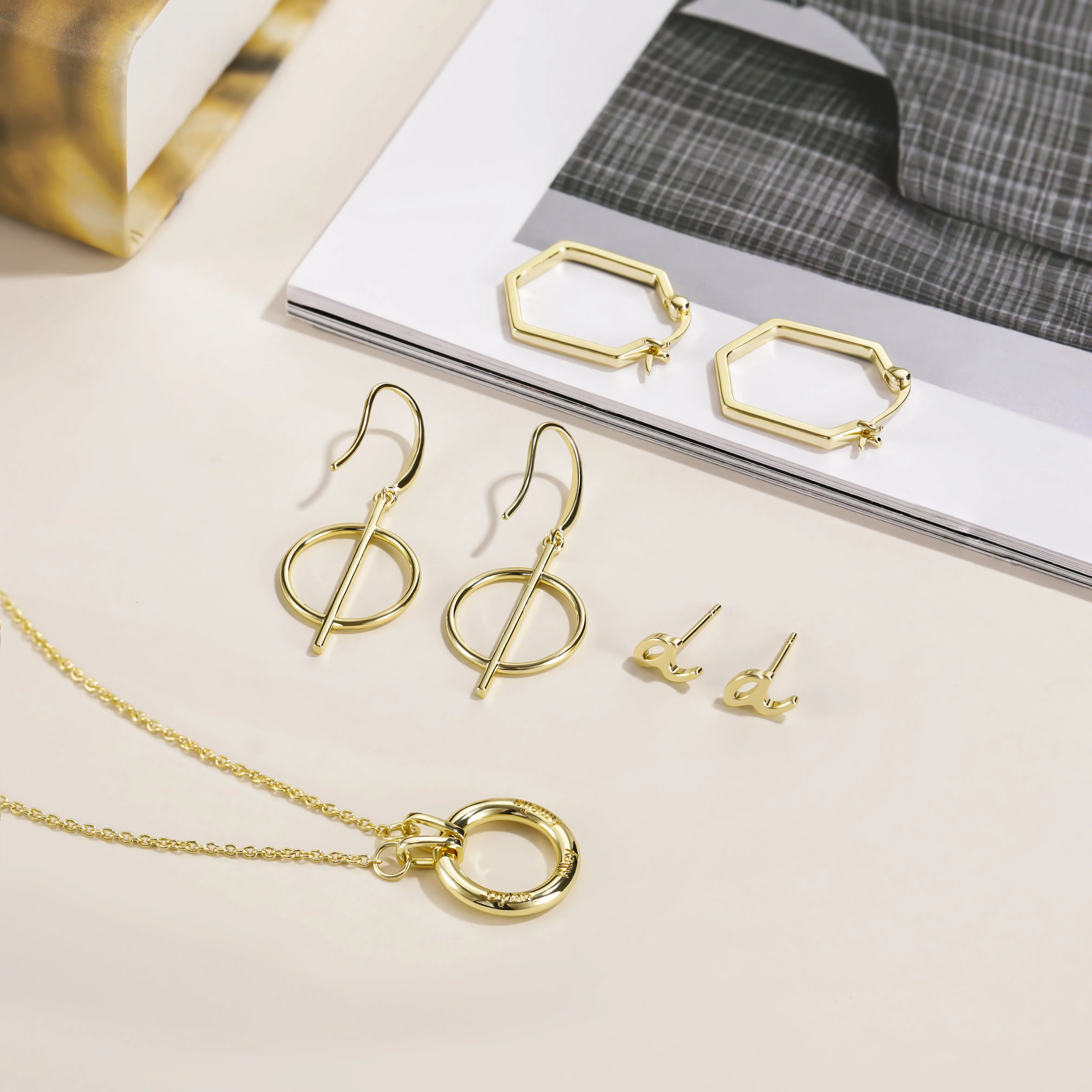 Solid Gold Pendulum Earrings